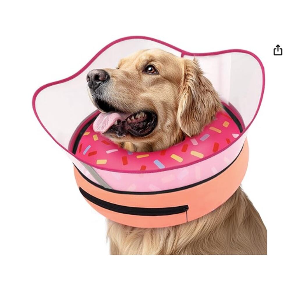 Super Raised Inflatable Dog Cone Collar with Shield Size Large
